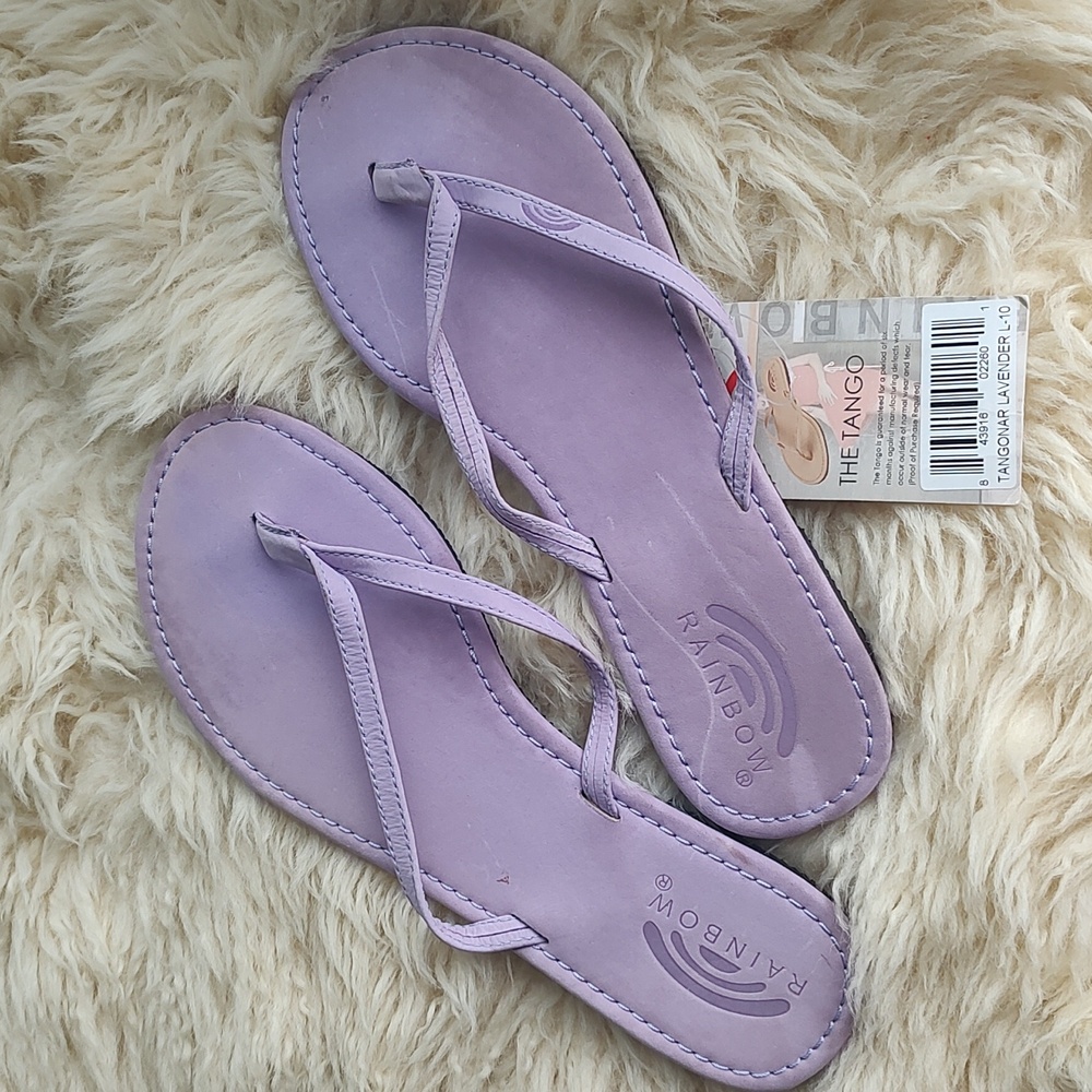 Rainbow lavender flipflops